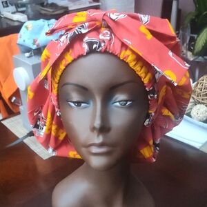 Kansas City Chiefs Satin-Lined Sleep Bonnet in Red & Yellow Print